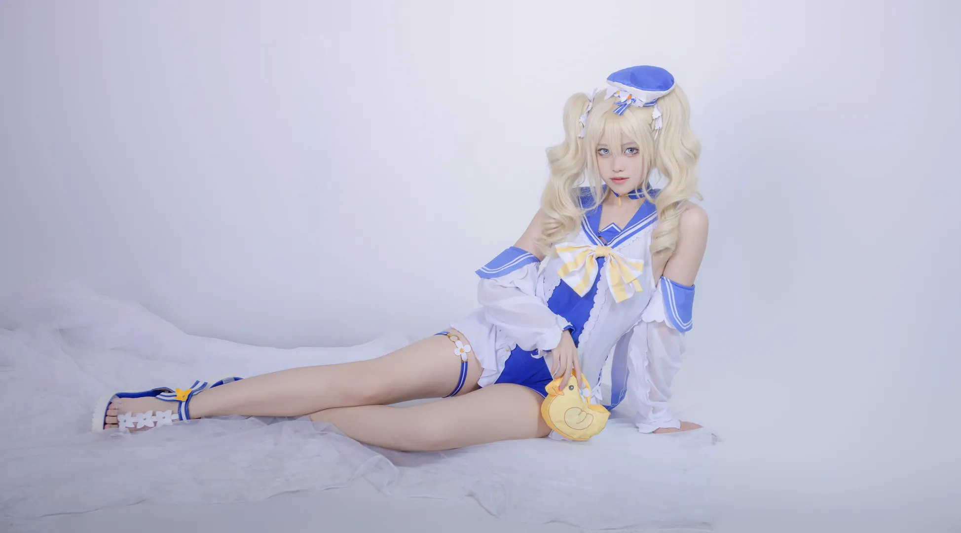 [Barbara Cosplay] Genshin Impact Swimsuit, Refreshing Sailor Suit Style Interpreting Summer Healing Vibes - Image 5