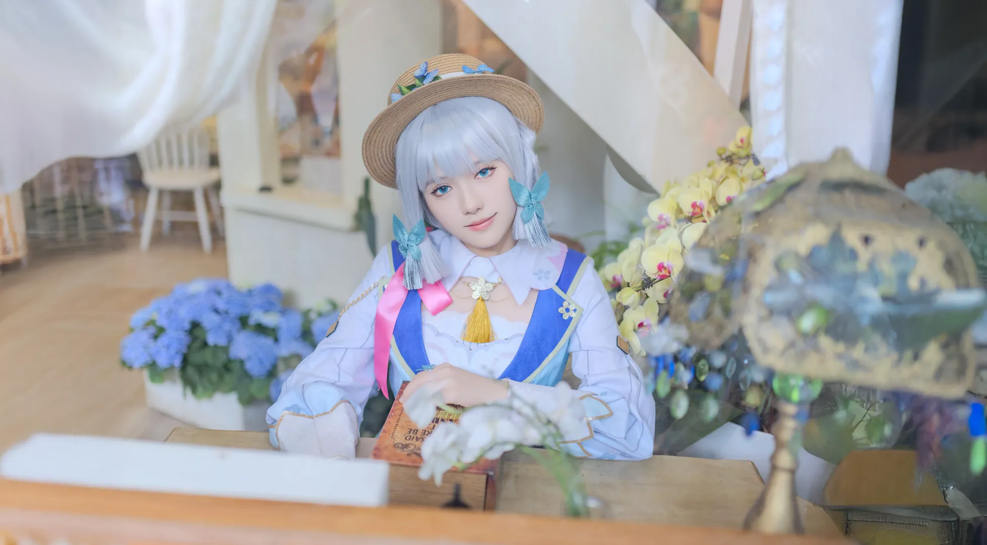 [Kamisato Ayaka cosplay] Genshin Impact Springbloom Missive: Strolling Through a Quiet Garden - Image 11
