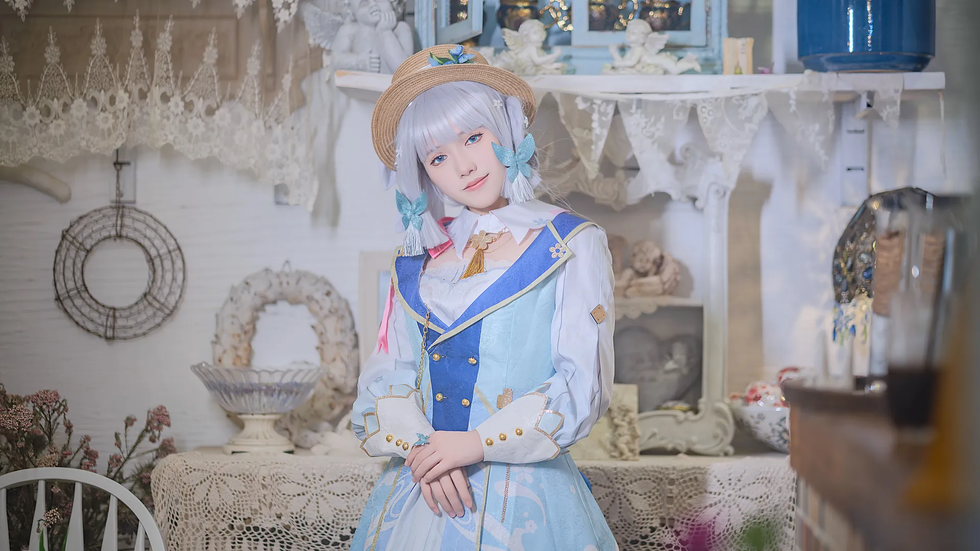 [Kamisato Ayaka cosplay] Genshin Impact Springbloom Missive: Strolling Through a Quiet Garden - Image 13
