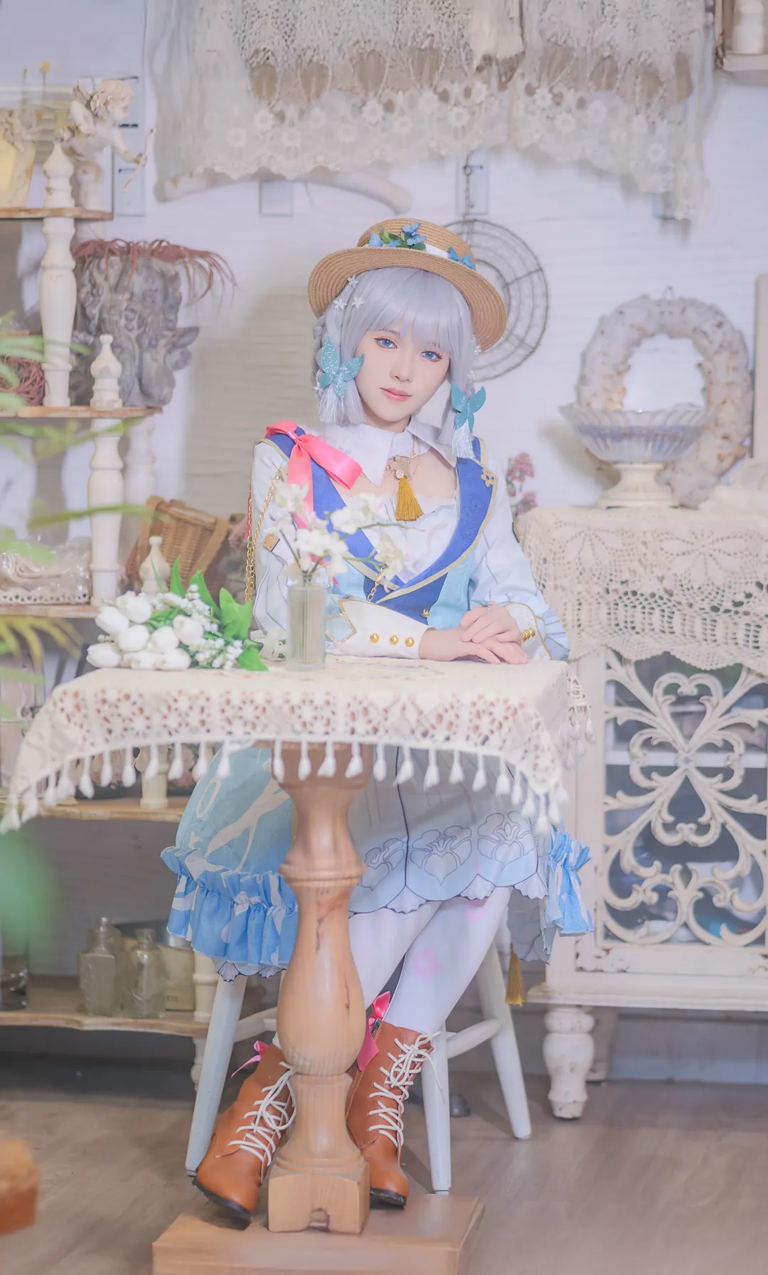 [Kamisato Ayaka cosplay] Genshin Impact Springbloom Missive: Strolling Through a Quiet Garden - Image 8