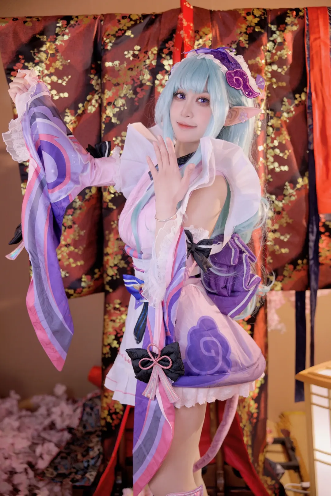 【梦见月瑞希cos】美梦疗法下的粉色与紫韵，原神梦境风还原 - 第 1 张