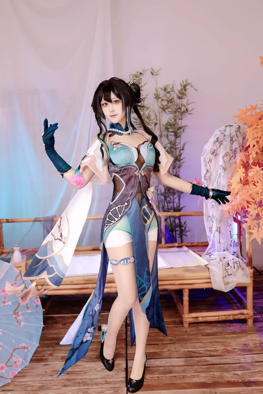 【ルアン・メェイ コスプレ】『崩壊：スターレイル』、青与緑が織りなす古典の佇まい - 3 枚目