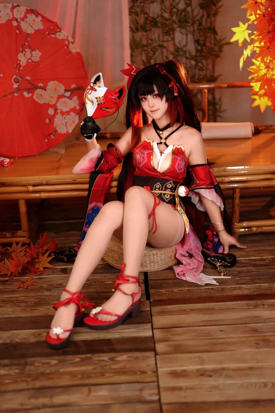 [Sparkle cosplay] Honkai: Star Rail Fox Mask Styling Beneath the Autumn Maples - Image 1