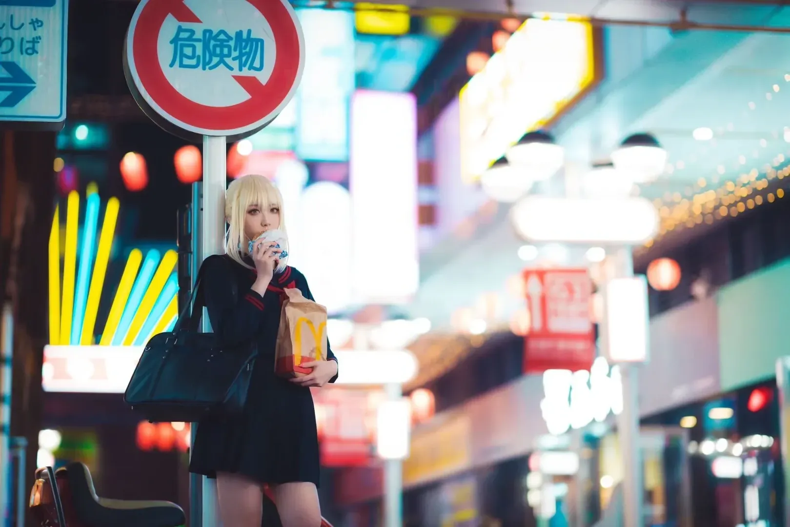 【阿尔托莉雅·潘德拉贡〔Alter〕cos】Fate/GrandOrder 暗夜跑车与街头电话亭 - 第 9 张