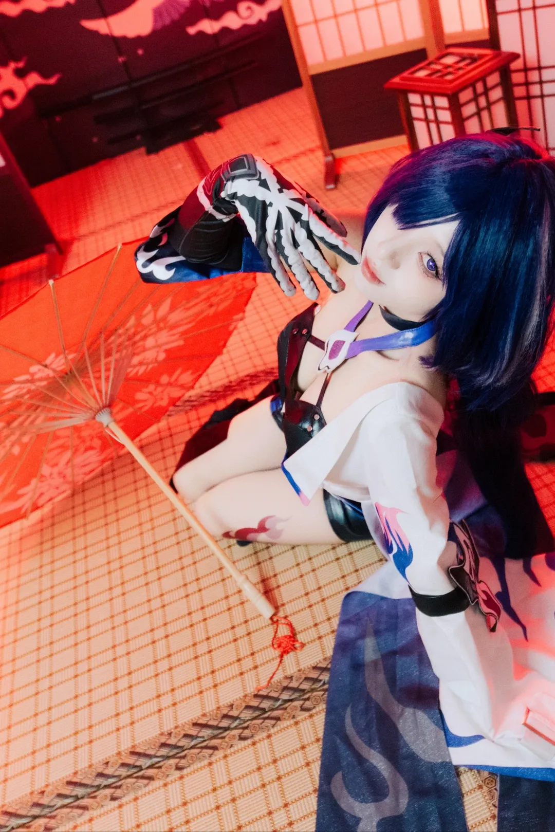 【黄泉cos】崩坏星穹铁道里的黄泉，日式红伞下的写真分享 - 第 2 张