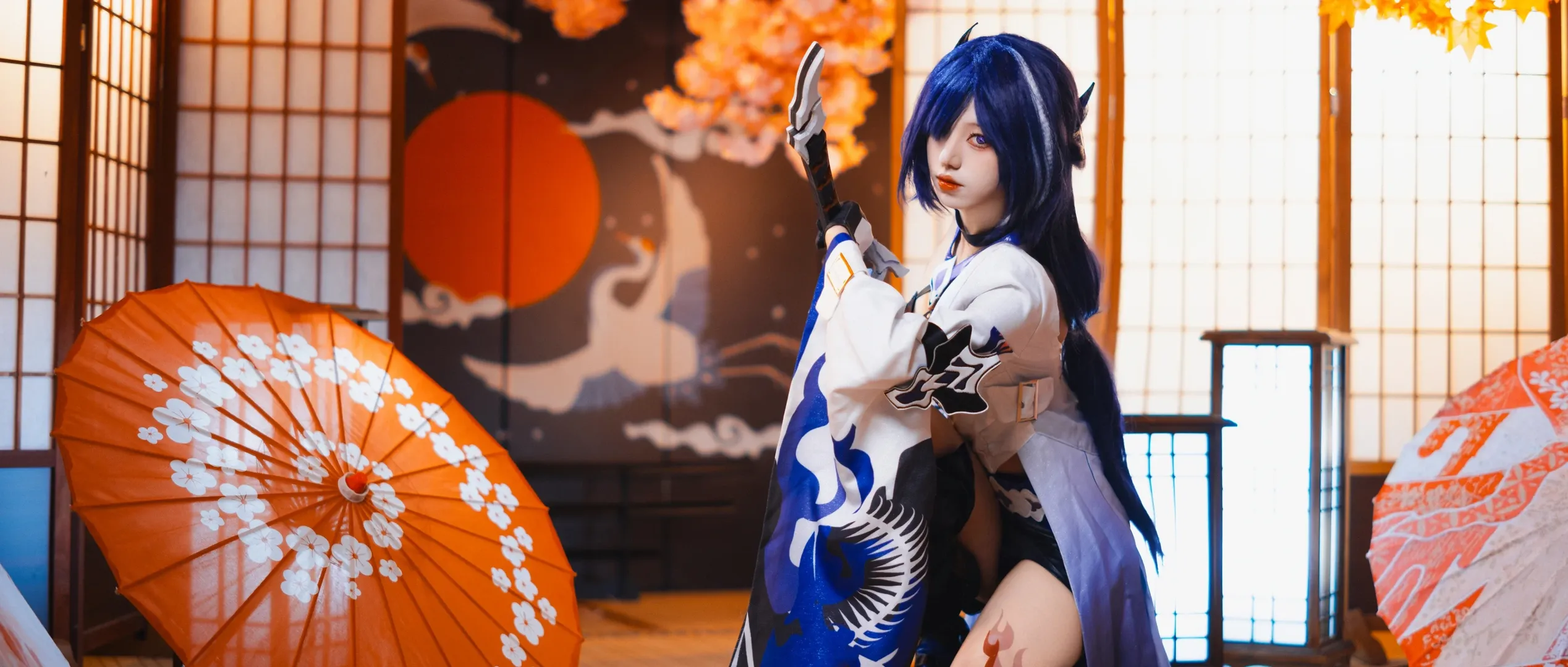 【黄泉cos】崩坏星穹铁道里的黄泉，日式红伞下的写真分享 - 第 4 张