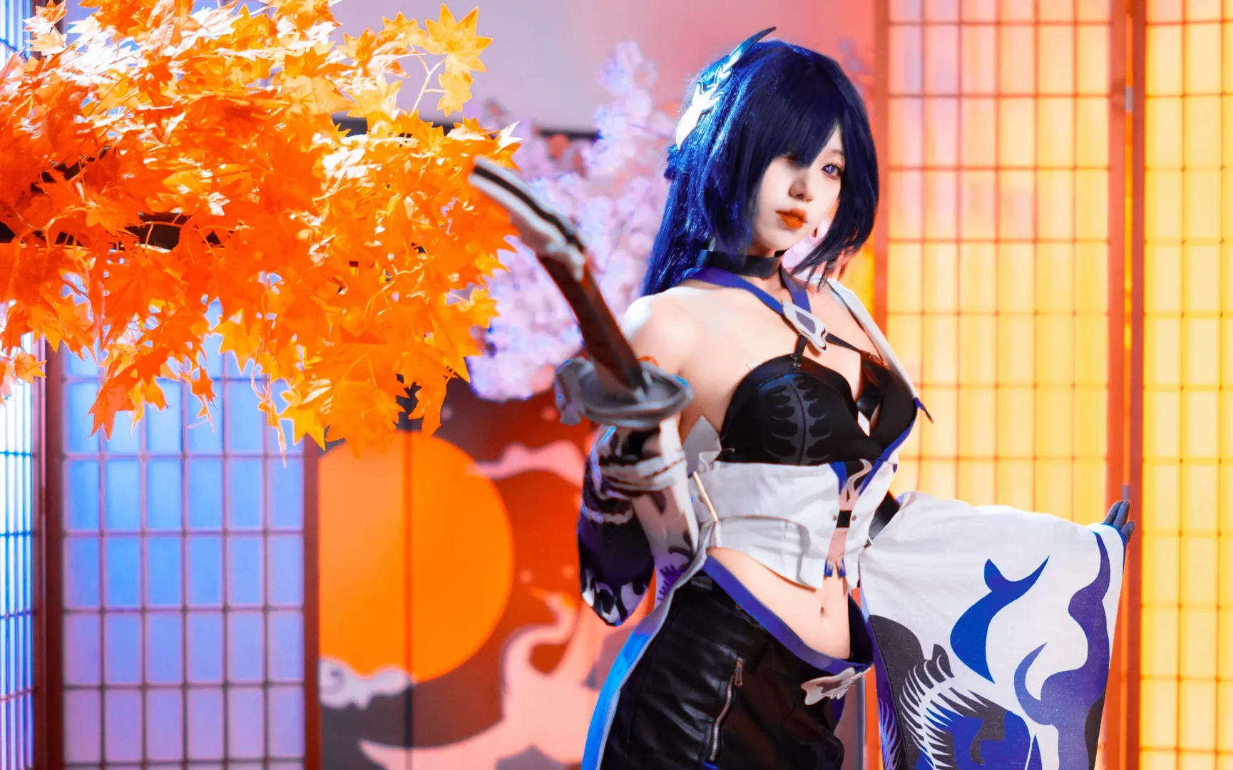【黄泉cos】崩坏星穹铁道里的黄泉，日式红伞下的写真分享 - 第 5 张
