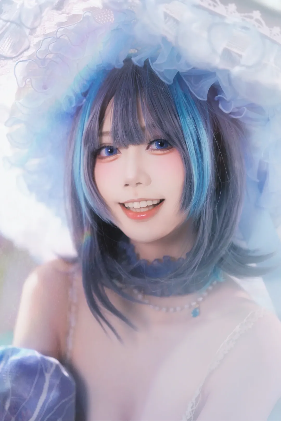 【柴郡cos】碧蓝航线废稿花嫁礼服造型，清新的蓝白配色 - 第 7 张