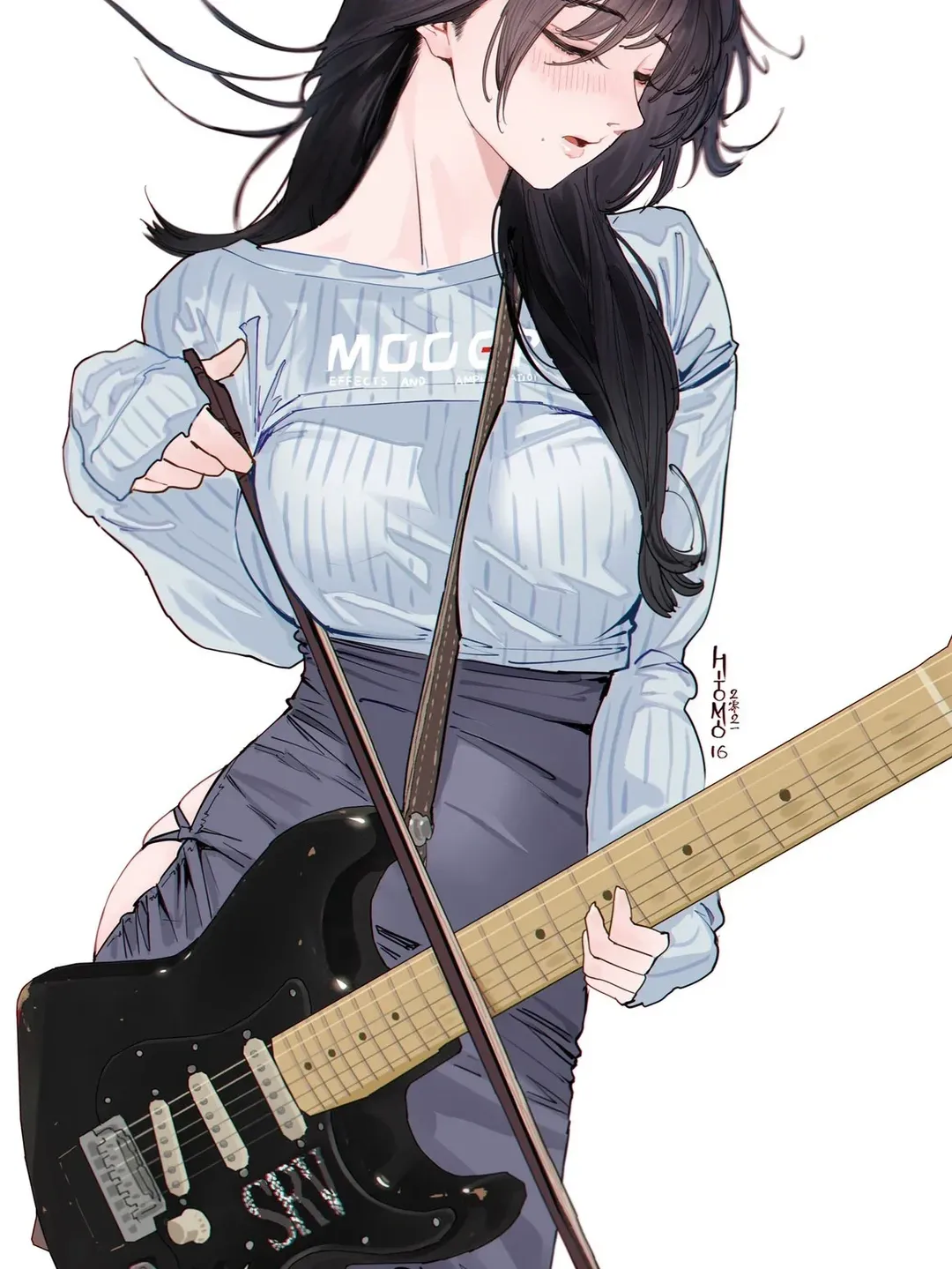 初秋仿画穿搭，我手里的蓝色电吉他 - 第 4 张