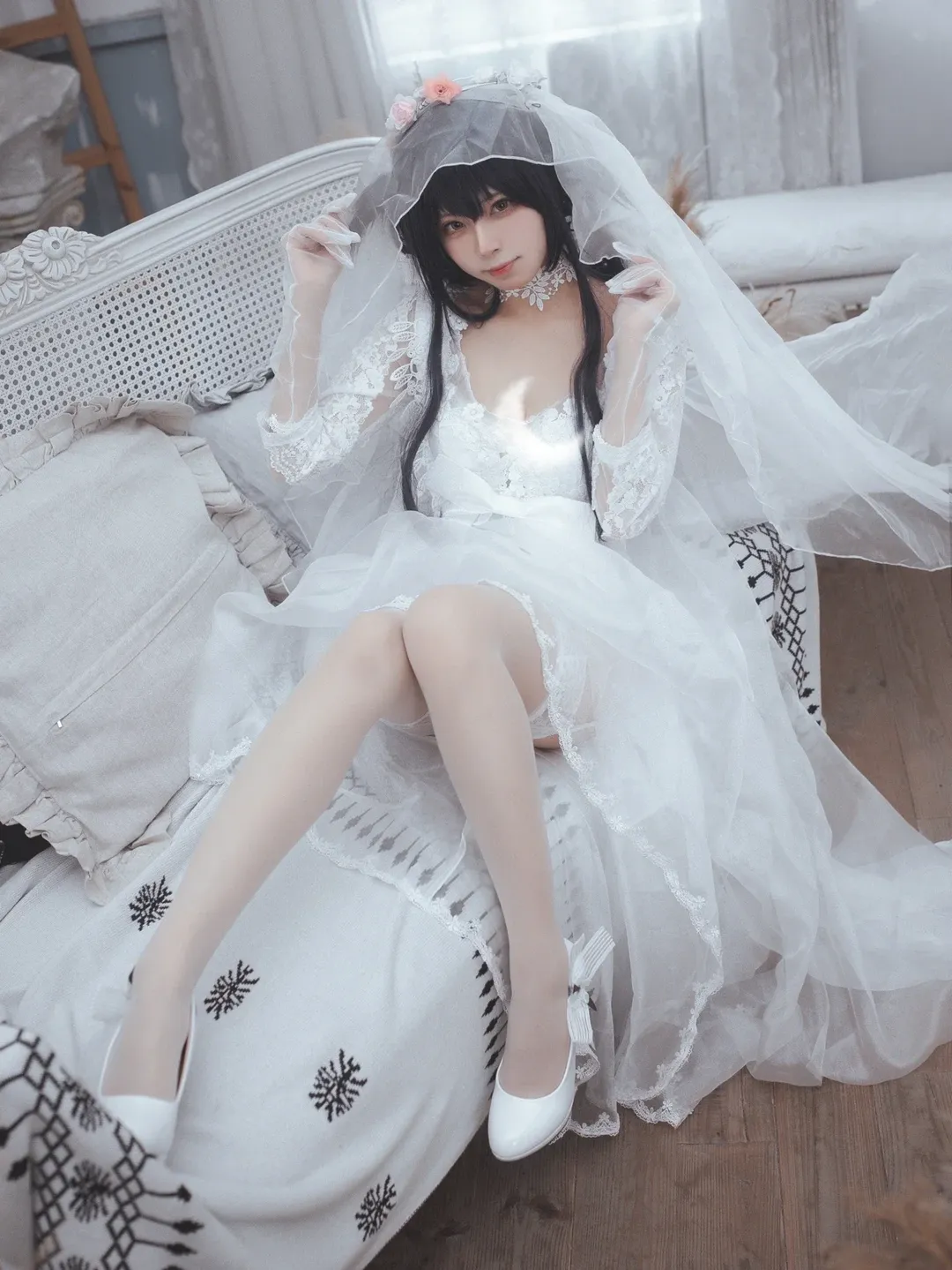碧蓝航线吾妻花嫁cos 洁白的婚纱与优雅的定格