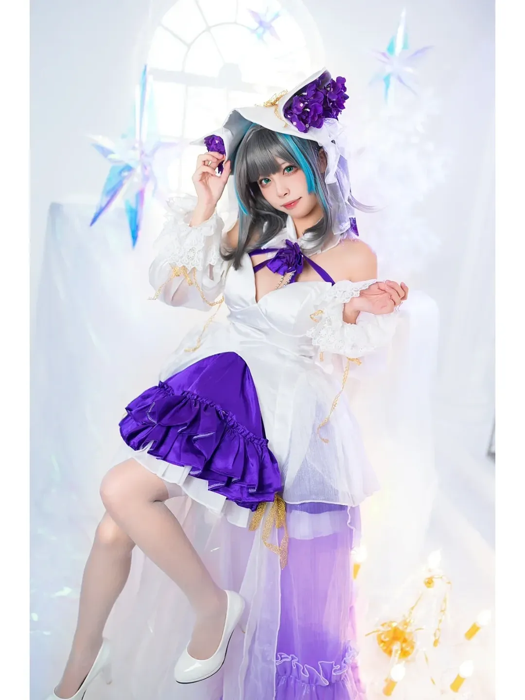 【柴郡cos】紫白洋装与蓝绿挑染的碧蓝航线变身记录