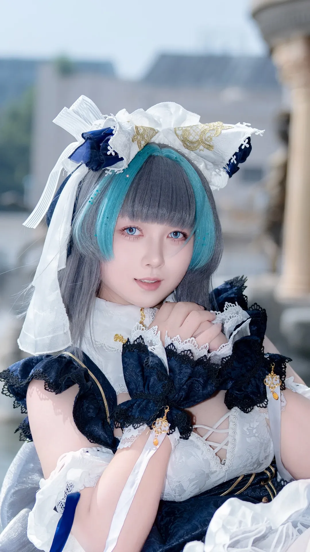 【柴郡cos】碧蓝航线的水域微风，定格蓝白治愈瞬间 - 第 2 张