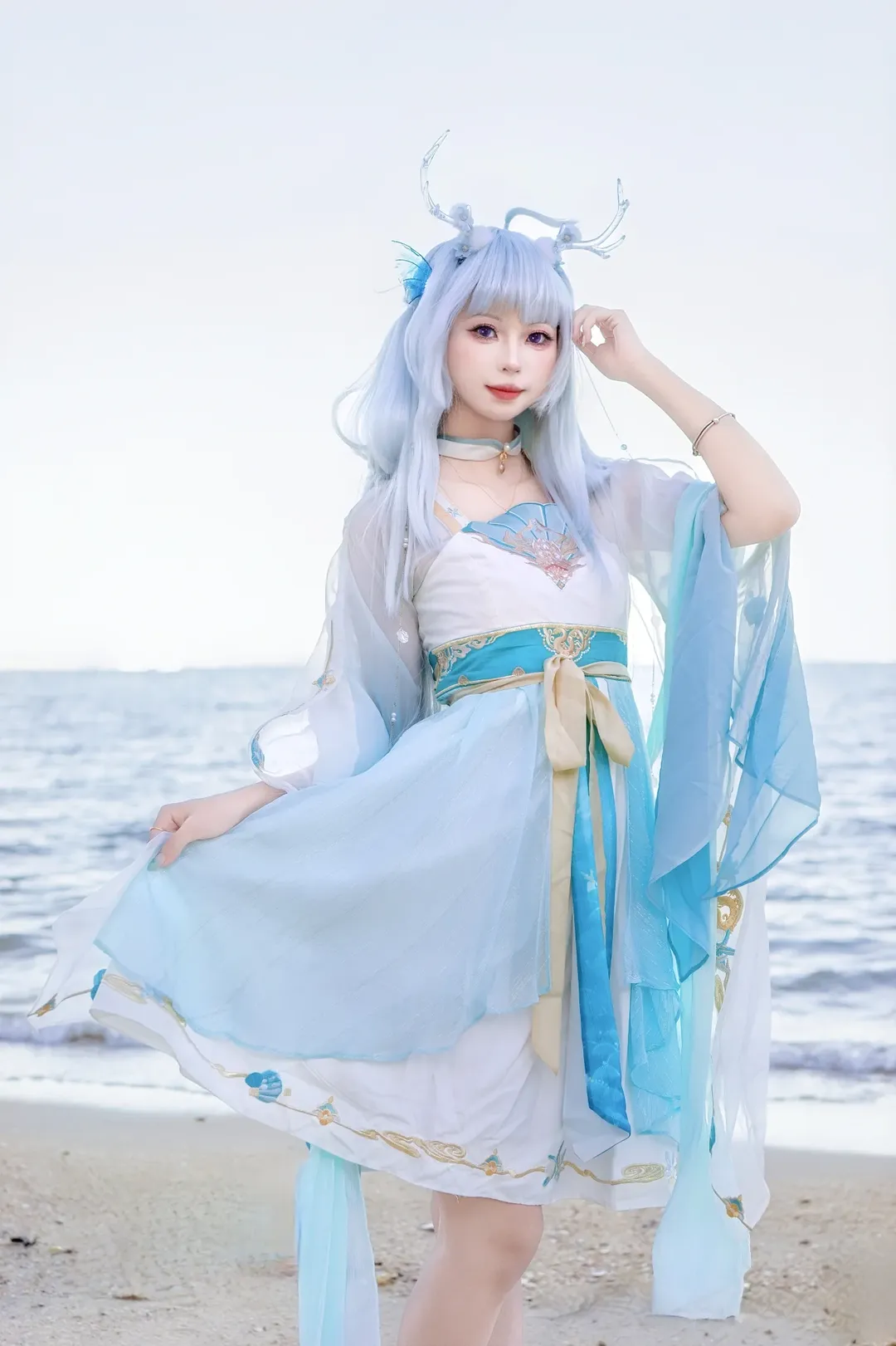 【西施cos】王者荣耀西施，深圳大鹏较场尾海边汉服私设合集 - 第 2 张