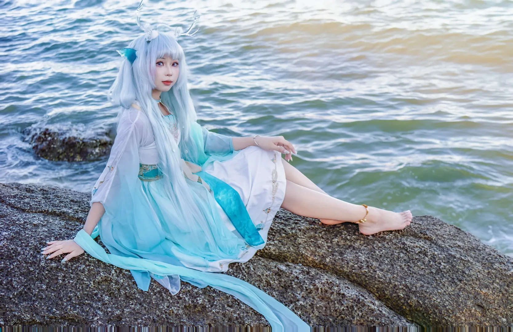 【西施cos】王者荣耀西施，深圳大鹏较场尾海边汉服私设合集