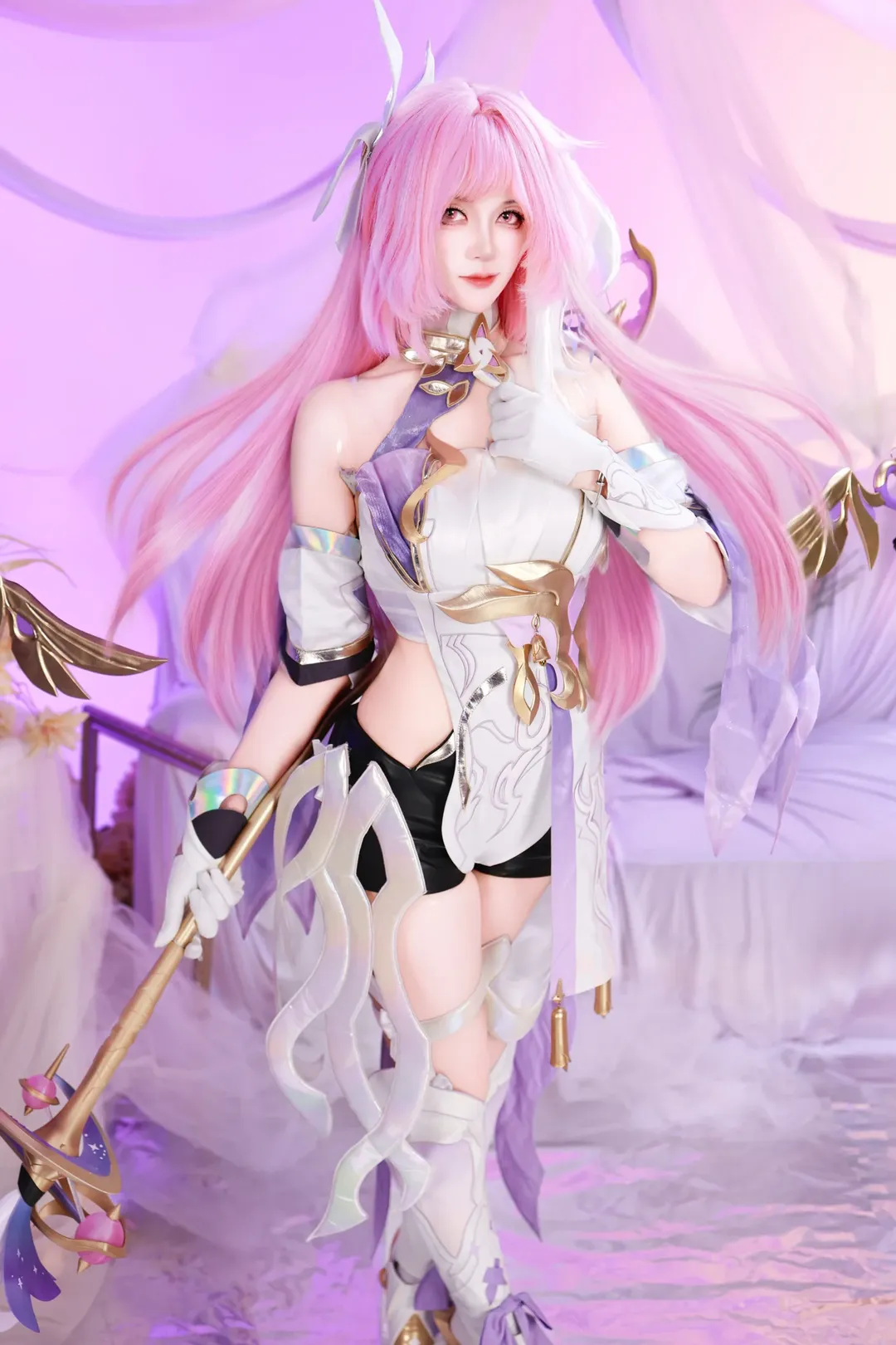 【エリシア コスプレ】崩壊3rd 人の律者、ピンクパープルトーンの幻想的な一枚 - 1 枚目