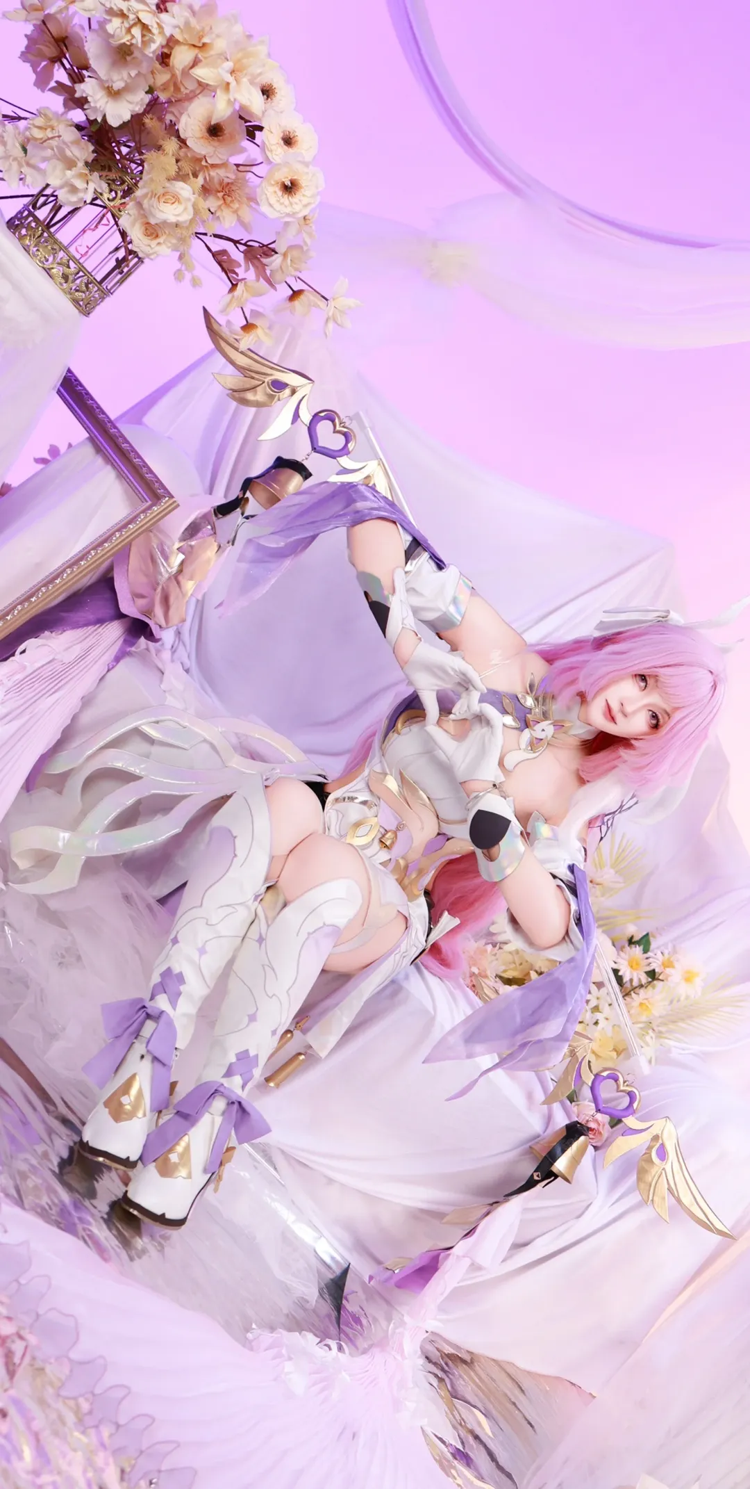 【爱莉希雅cos】崩坏三人之律者，粉紫色调中的空灵定格