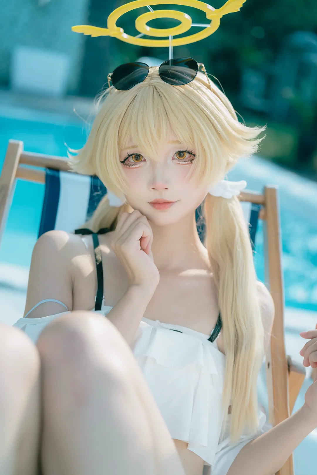 [Hifumi cosplay] Refreshing Blue Archive Swimsuit Cosplay Photoshoot by the Summer Pool - Image 2