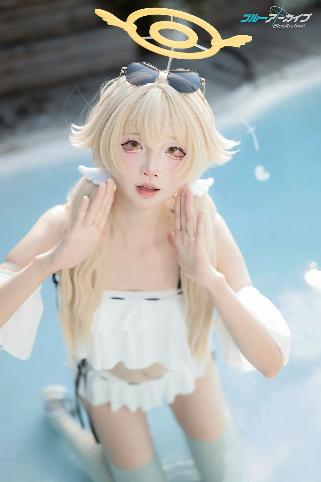[Hifumi cosplay] Refreshing Blue Archive Swimsuit Cosplay Photoshoot by the Summer Pool - Image 3