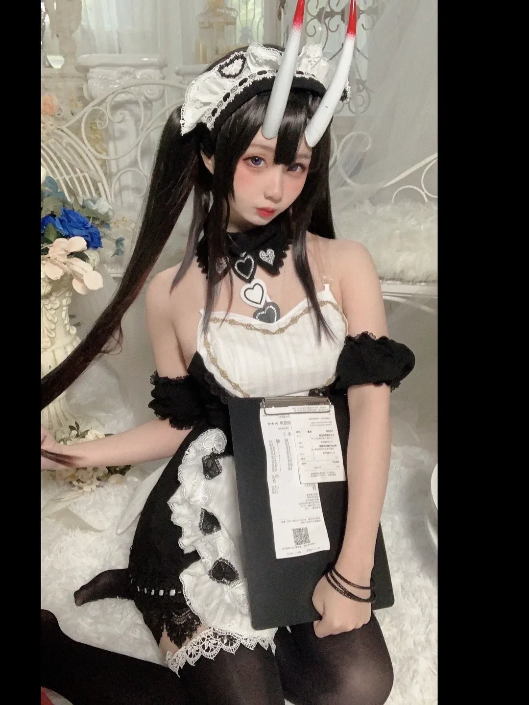 【碧蓝航线双马尾cos】黑白女仆装的沉浸式体验