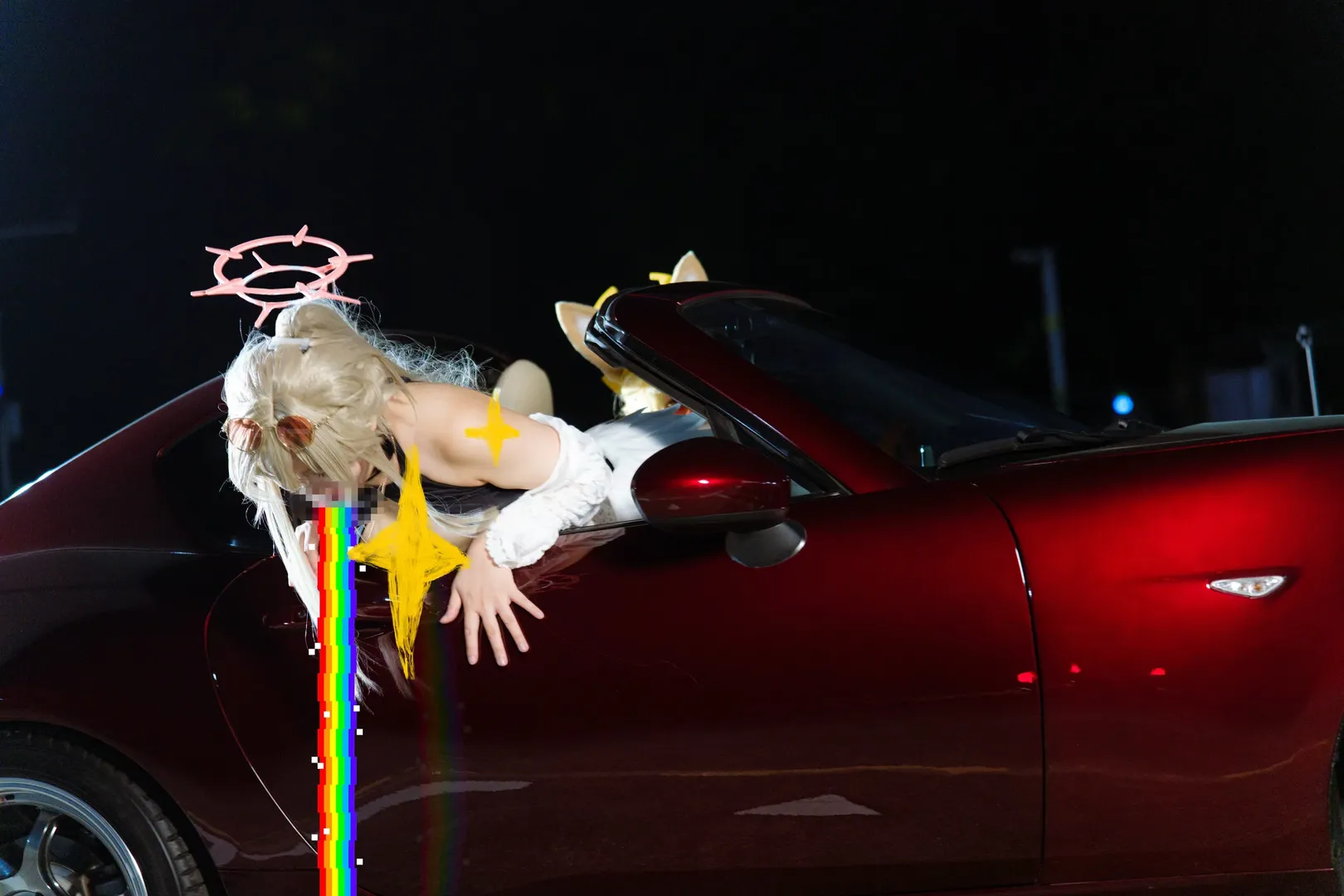 【聖婭cos】蔚藍檔案茶會泳裝，夜間紅色跑車出街記錄 - 第 2 張
