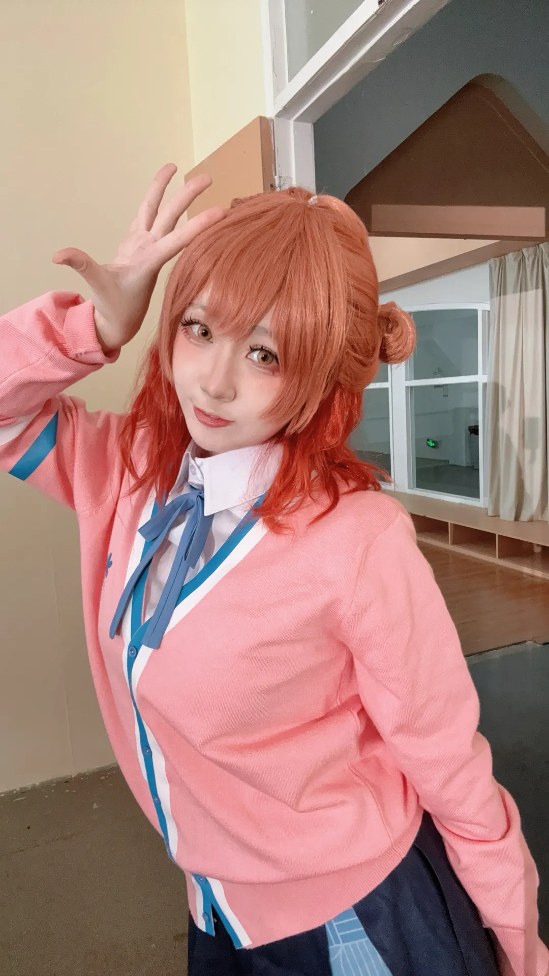 【花海佑芽花海咲季cos】学园偶像大师姐妹花，粉色学园制服穿搭 - 第 4 张