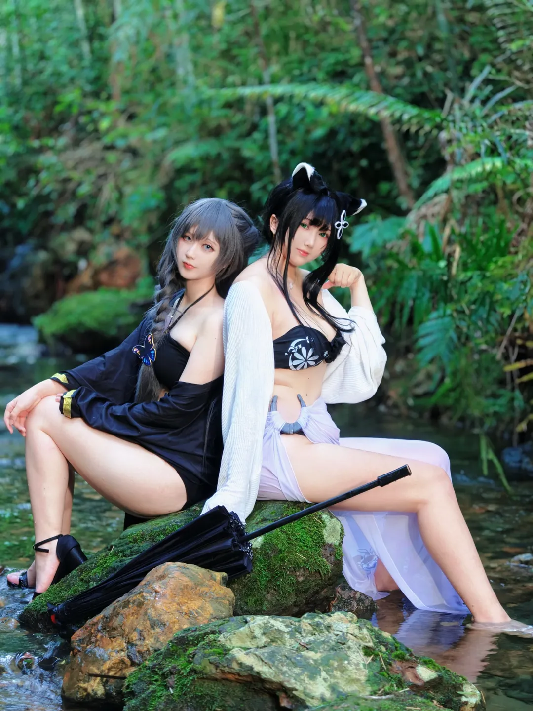 【妃咲cos】蔚蓝档案门主与大瞬的夏日溪边清凉之旅