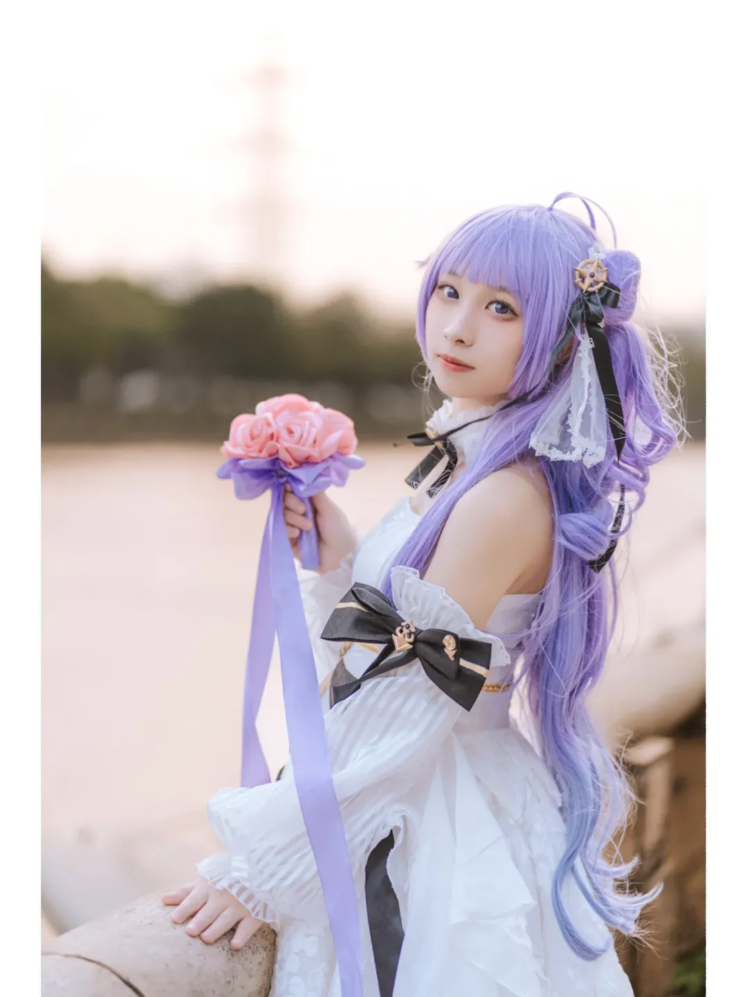 【Unicorn Cosplay】Azur Lane Bridal Styling: Gentle Moments in a White Dress and Stockings - Image 1