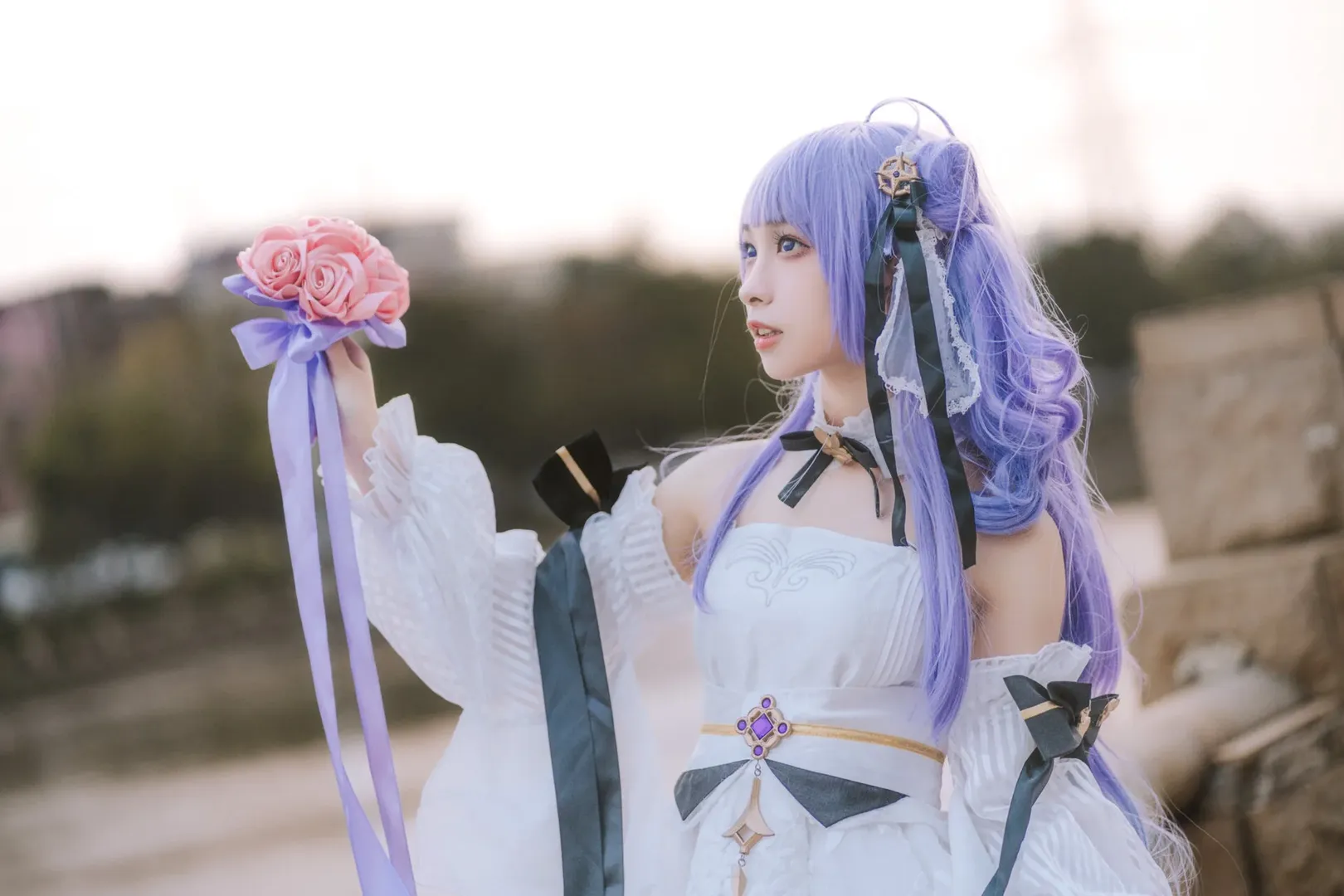 【Unicorn Cosplay】Azur Lane Bridal Styling: Gentle Moments in a White Dress and Stockings - Image 6