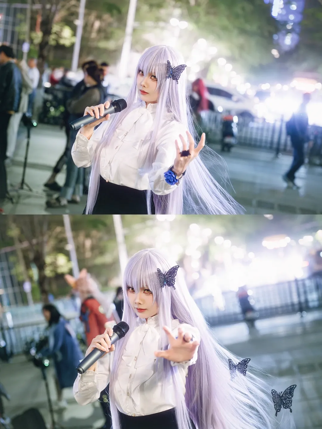 【湊友希那cos】暗光舞臺，夜色麥克風與絲襪 - 第 1 張