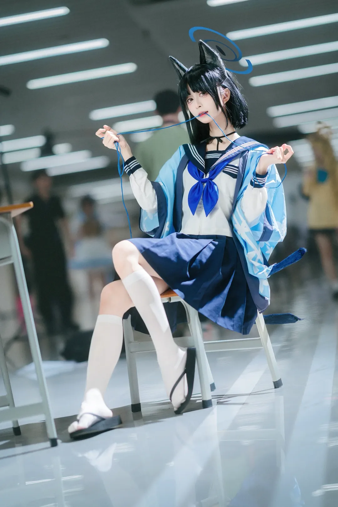【桐生桔梗cos】蔚蓝档案里带蓝绳的日常瞬间