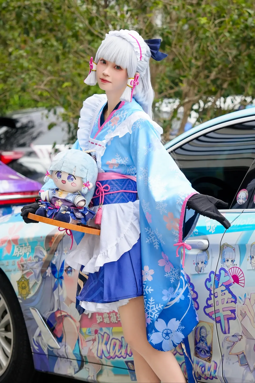 【神里绫华cos】神里大小姐与痛车和风女仆装 - 第 1 张
