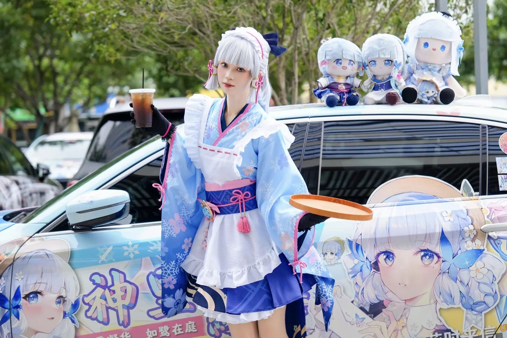 【神里绫华cos】神里大小姐与痛车和风女仆装