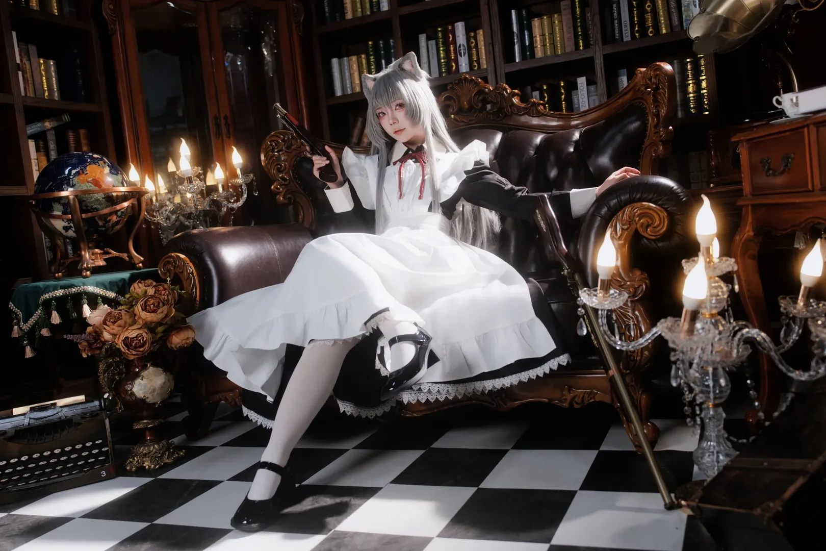 【FKEY コスプレ】ダークアカデミア調の書斎で紡ぐレトロ少女の冒険 - 2 枚目