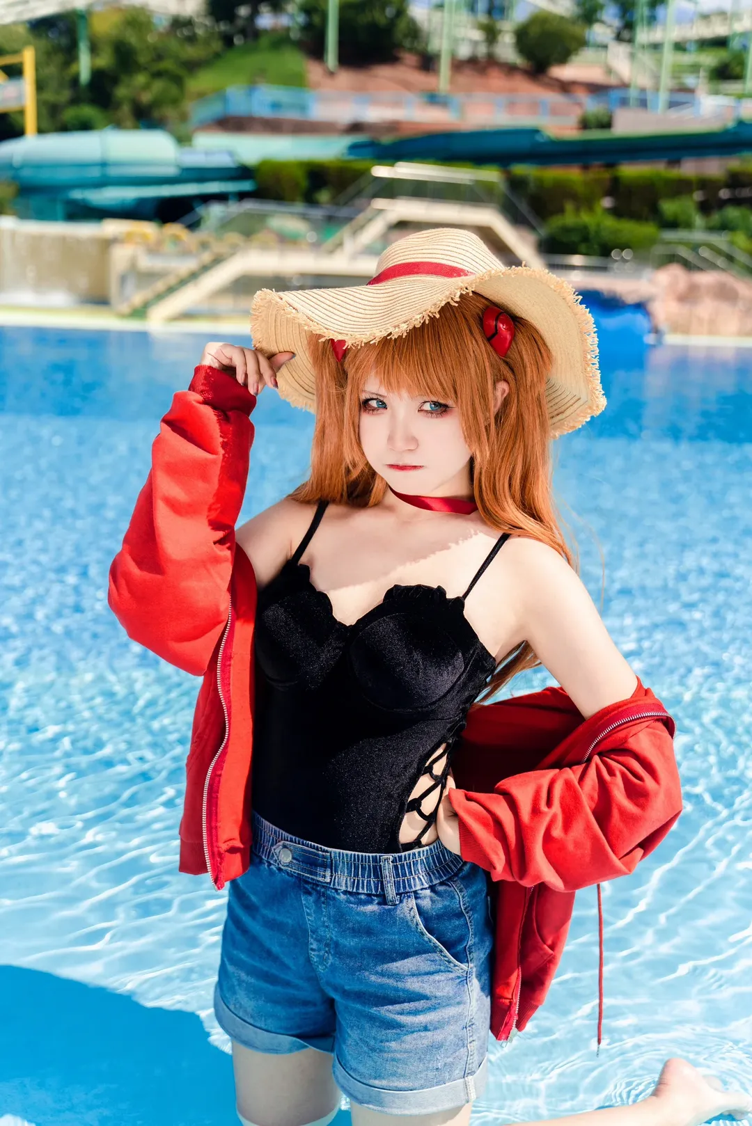 【明日香cos】新世纪福音战士的夏日池畔风情 - 第 1 张