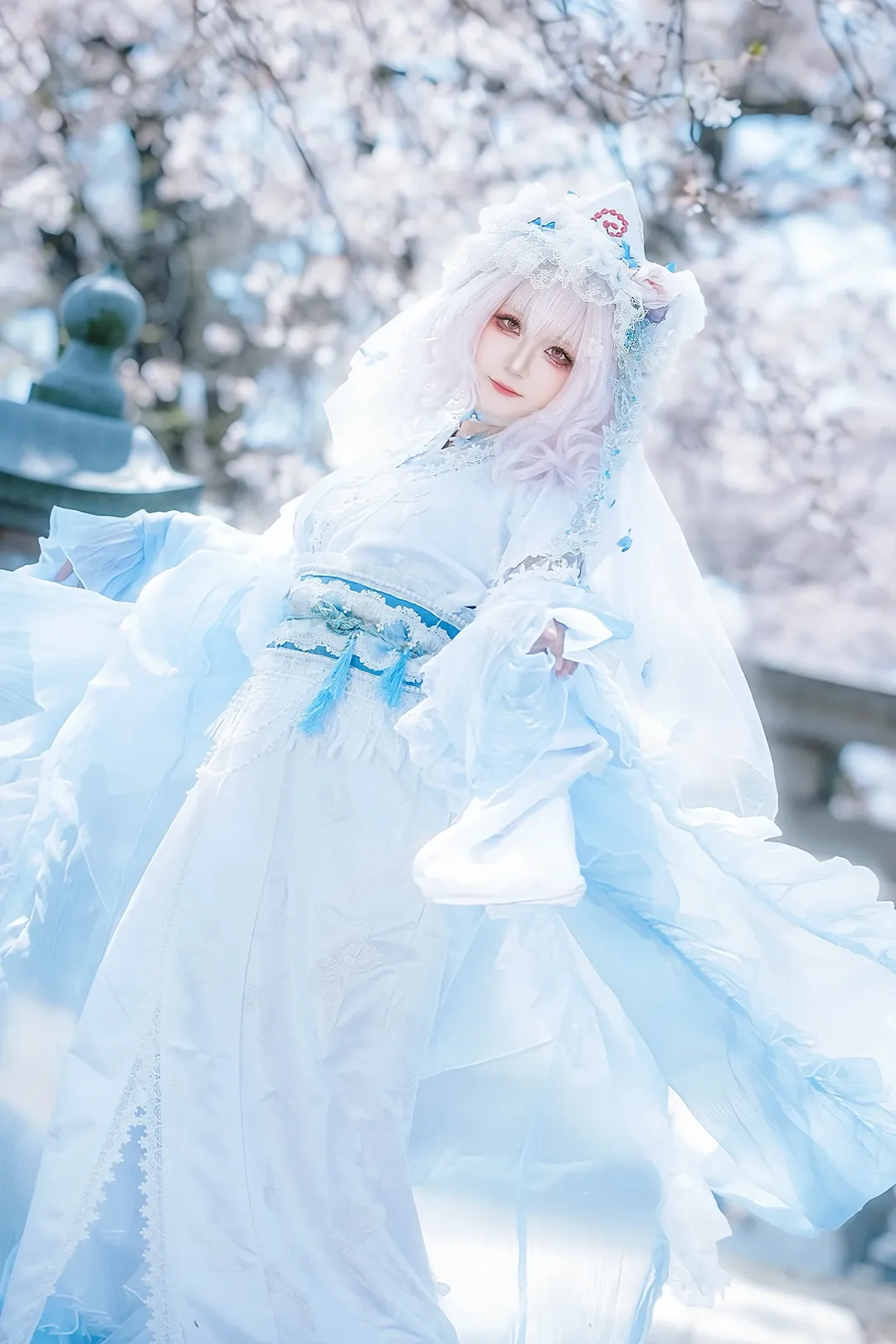 【西行寺幽幽子cos】東方project裡的華服，在櫻花樹下定格綺麗瞬間 - 第 1 張