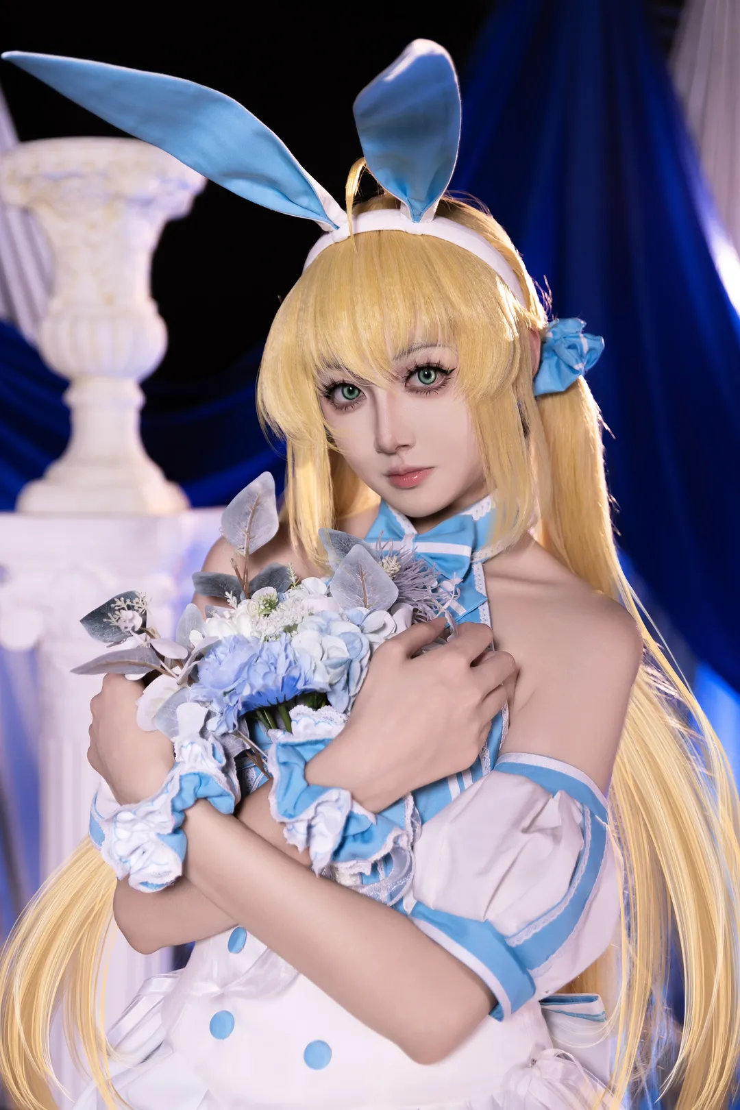 【阿尔托莉雅cos】Fate蓝白兔耳的双马尾造型