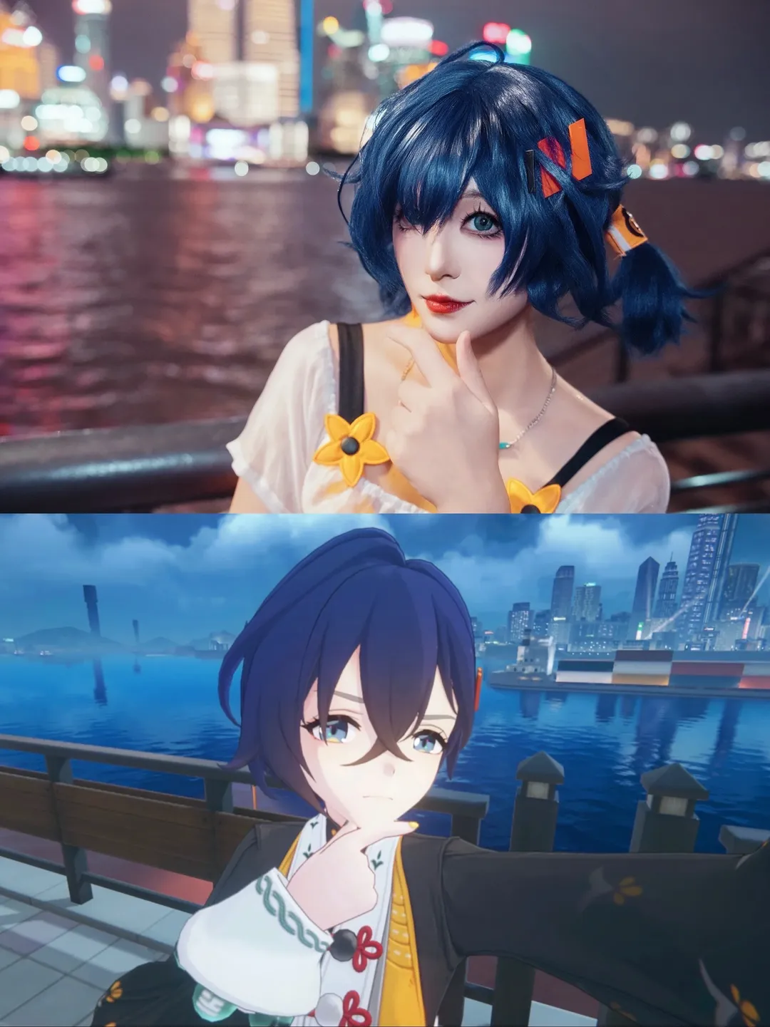 【铃cos】复刻绝区零夏日限定自拍，还原江边夜景 - 第 2 张