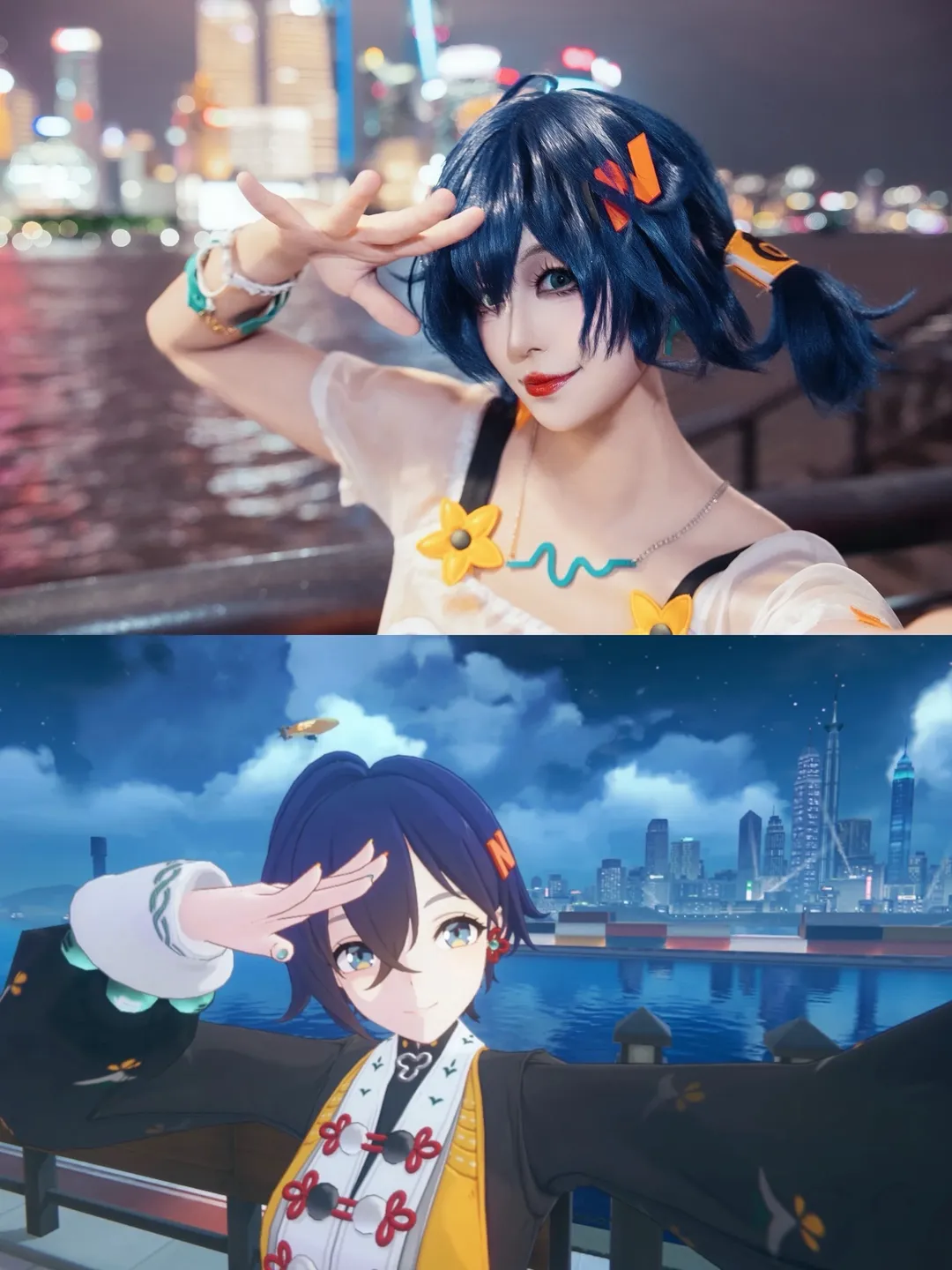 【铃cos】复刻绝区零夏日限定自拍，还原江边夜景 - 第 3 张