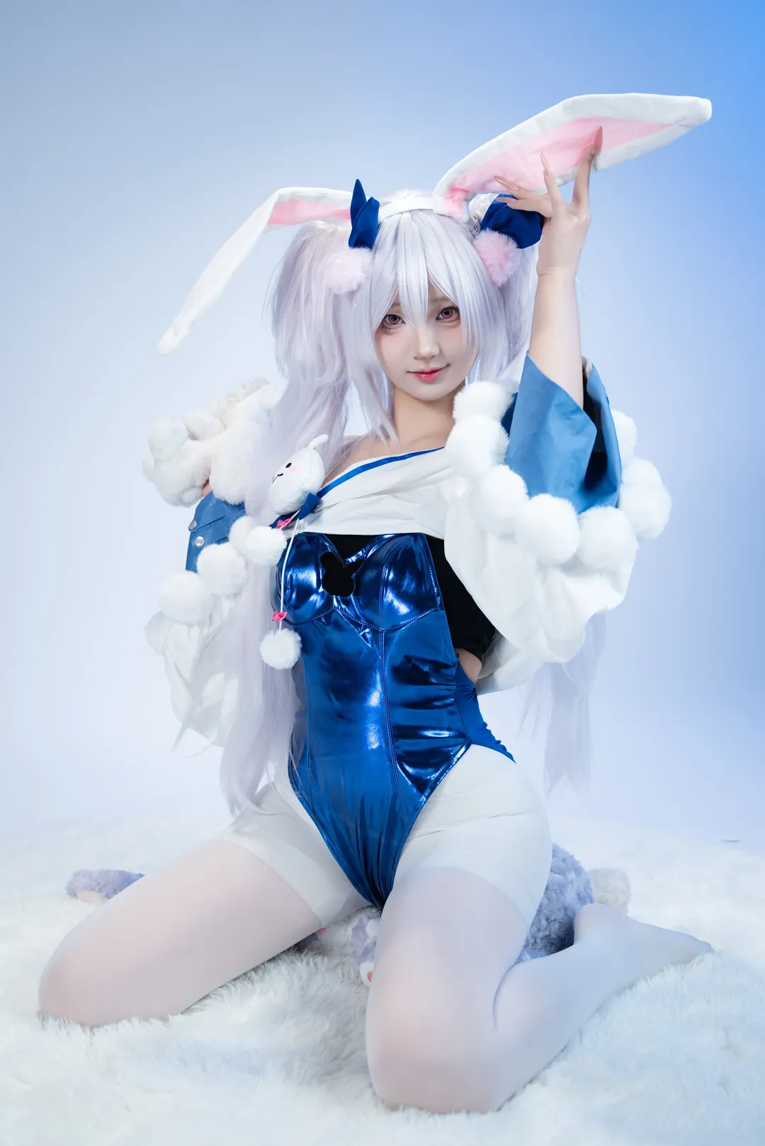 【拉菲cos】碧蓝航线，慵懒的蓝白兔耳少女 - 第 4 张