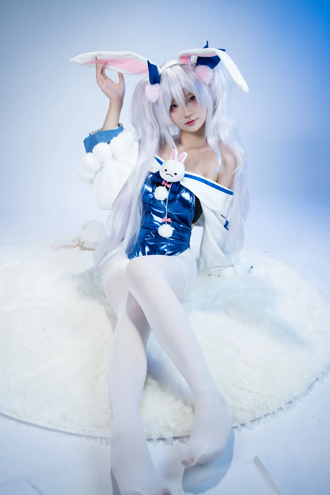 【拉菲cos】碧蓝航线，慵懒的蓝白兔耳少女 - 第 5 张