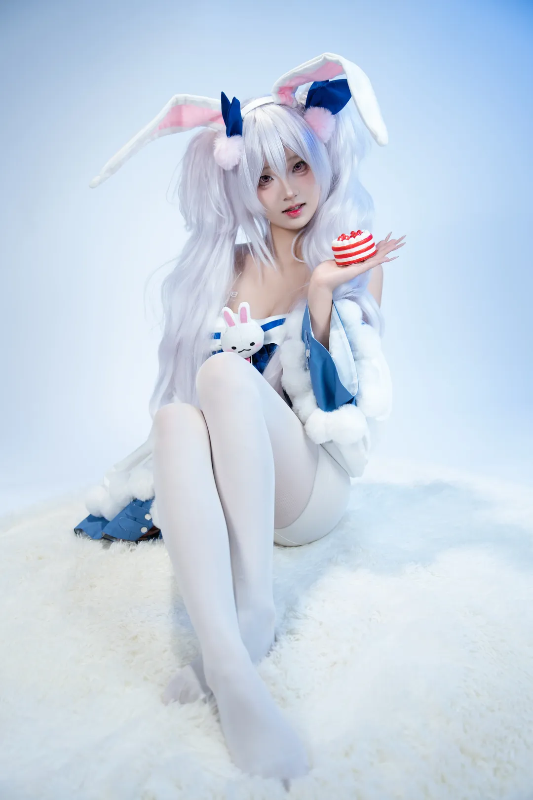 【拉菲cos】碧蓝航线，慵懒的蓝白兔耳少女 - 第 6 张