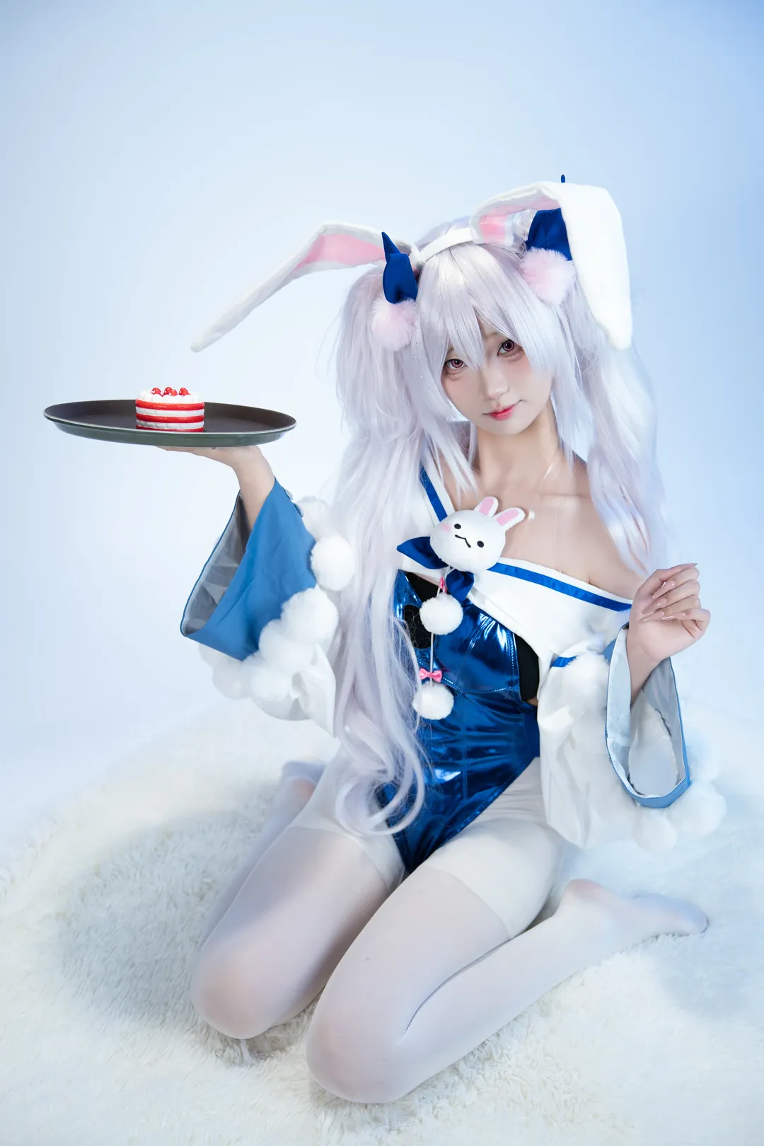 【拉菲cos】碧蓝航线，慵懒的蓝白兔耳少女 - 第 7 张