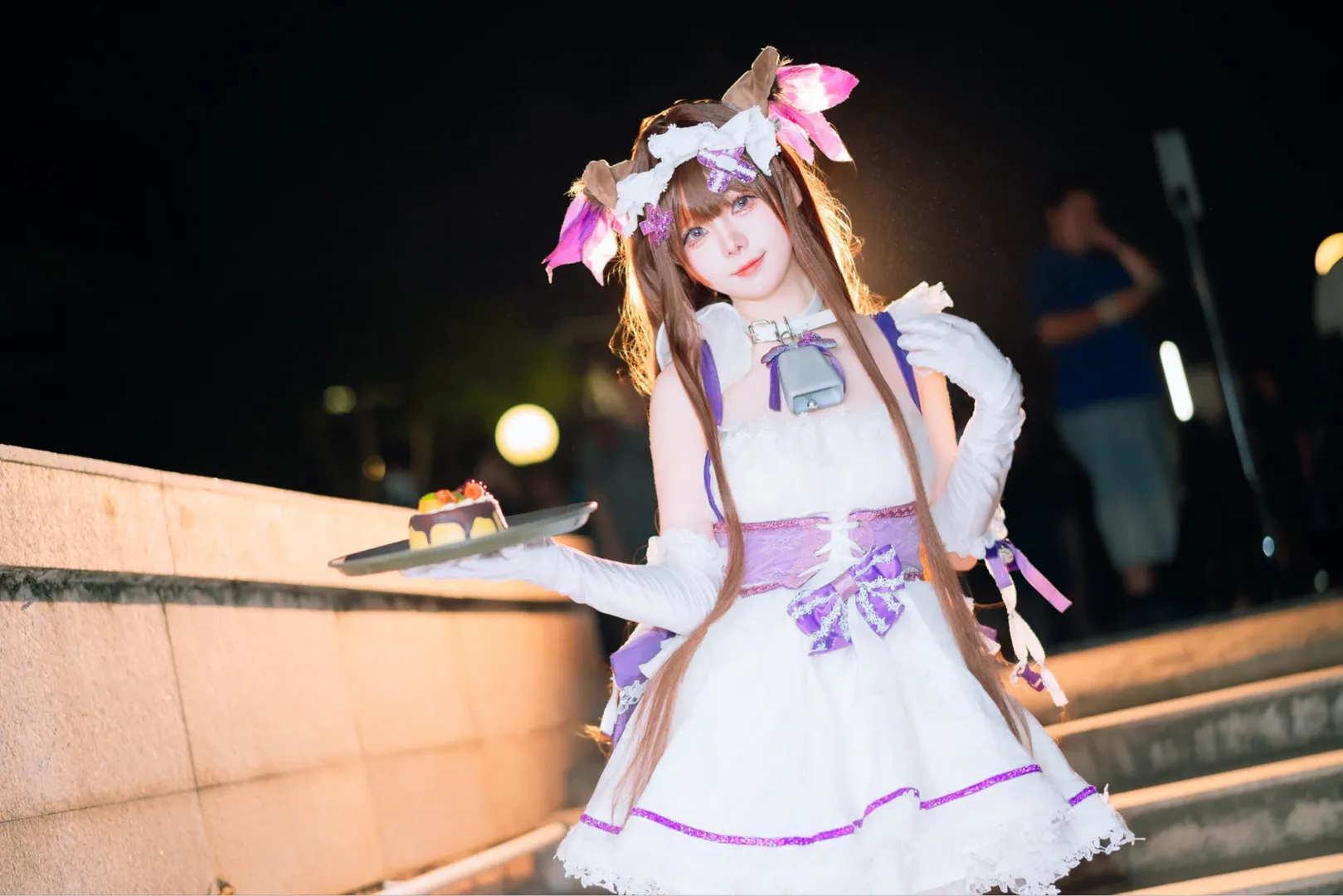 【Cheshire Cat cosplay】Azur Lane: A Nighttime Stroll with Bells and White Tights - Image 11