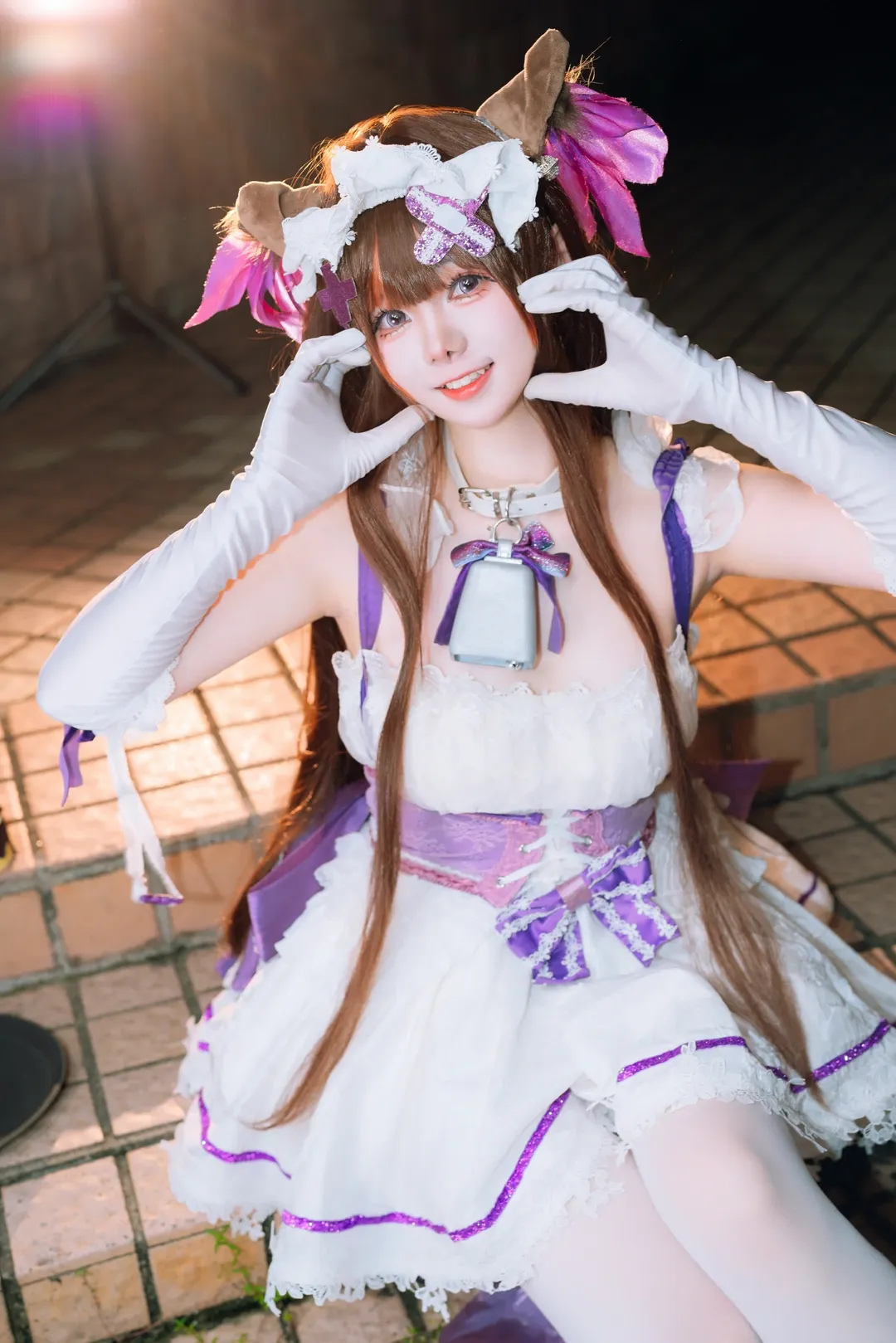 【Cheshire Cat cosplay】Azur Lane: A Nighttime Stroll with Bells and White Tights - Image 2