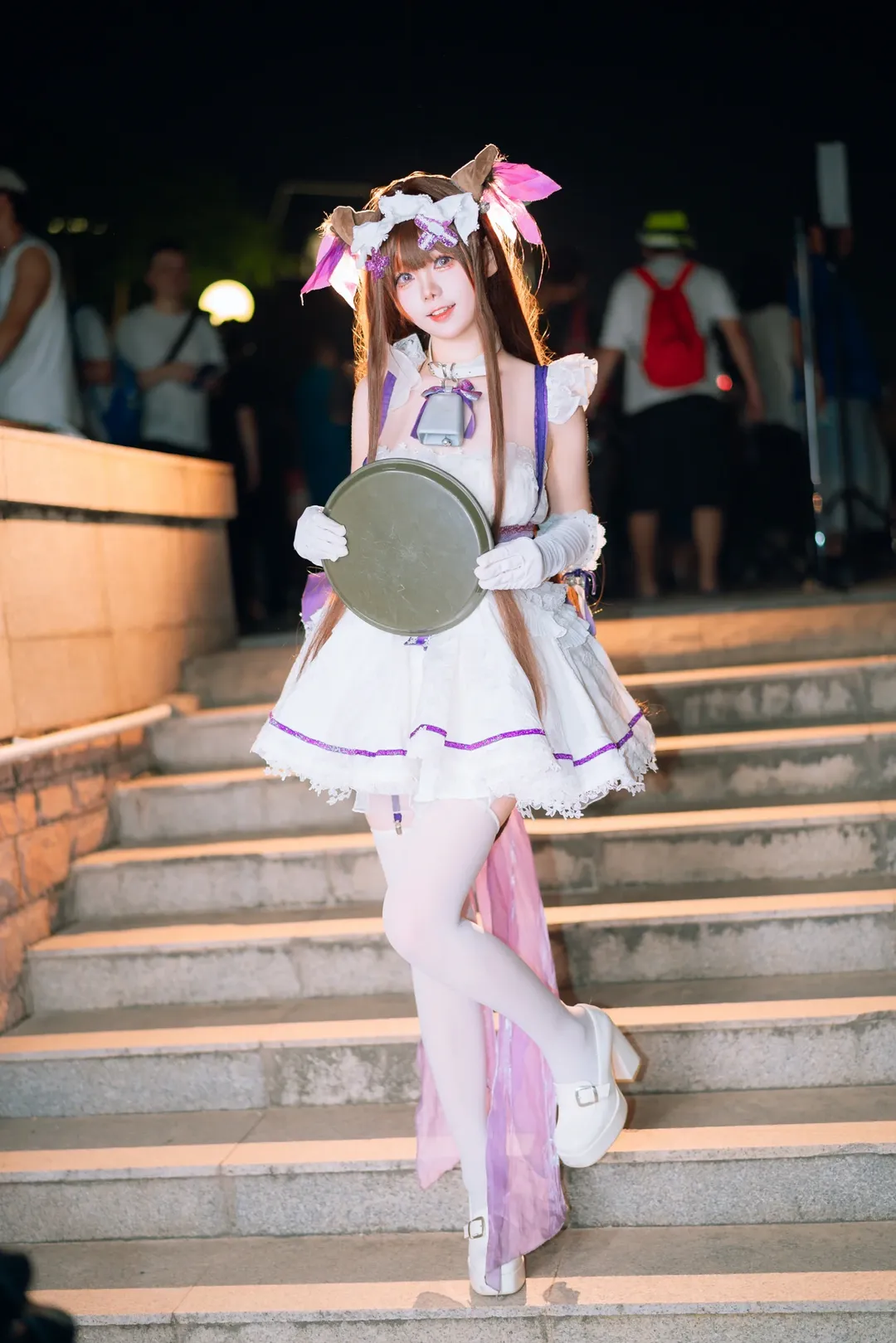 【Cheshire Cat cosplay】Azur Lane: A Nighttime Stroll with Bells and White Tights - Image 4