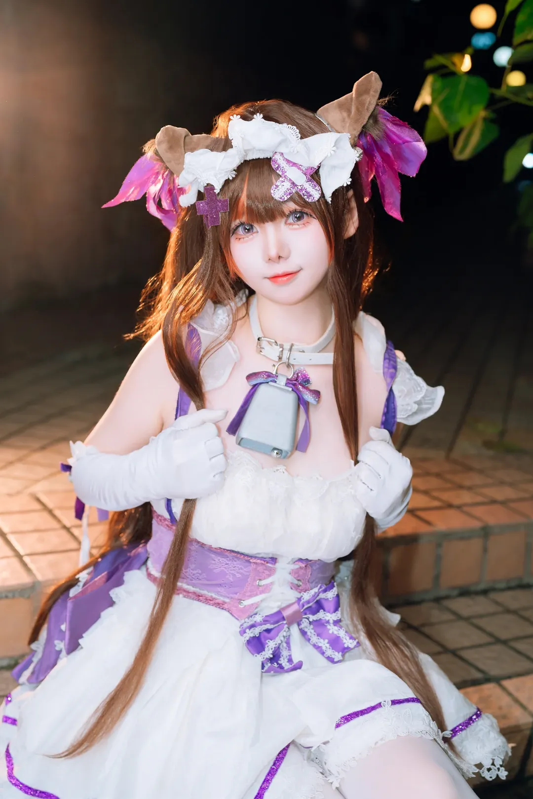 【Cheshire Cat cosplay】Azur Lane: A Nighttime Stroll with Bells and White Tights - Image 5