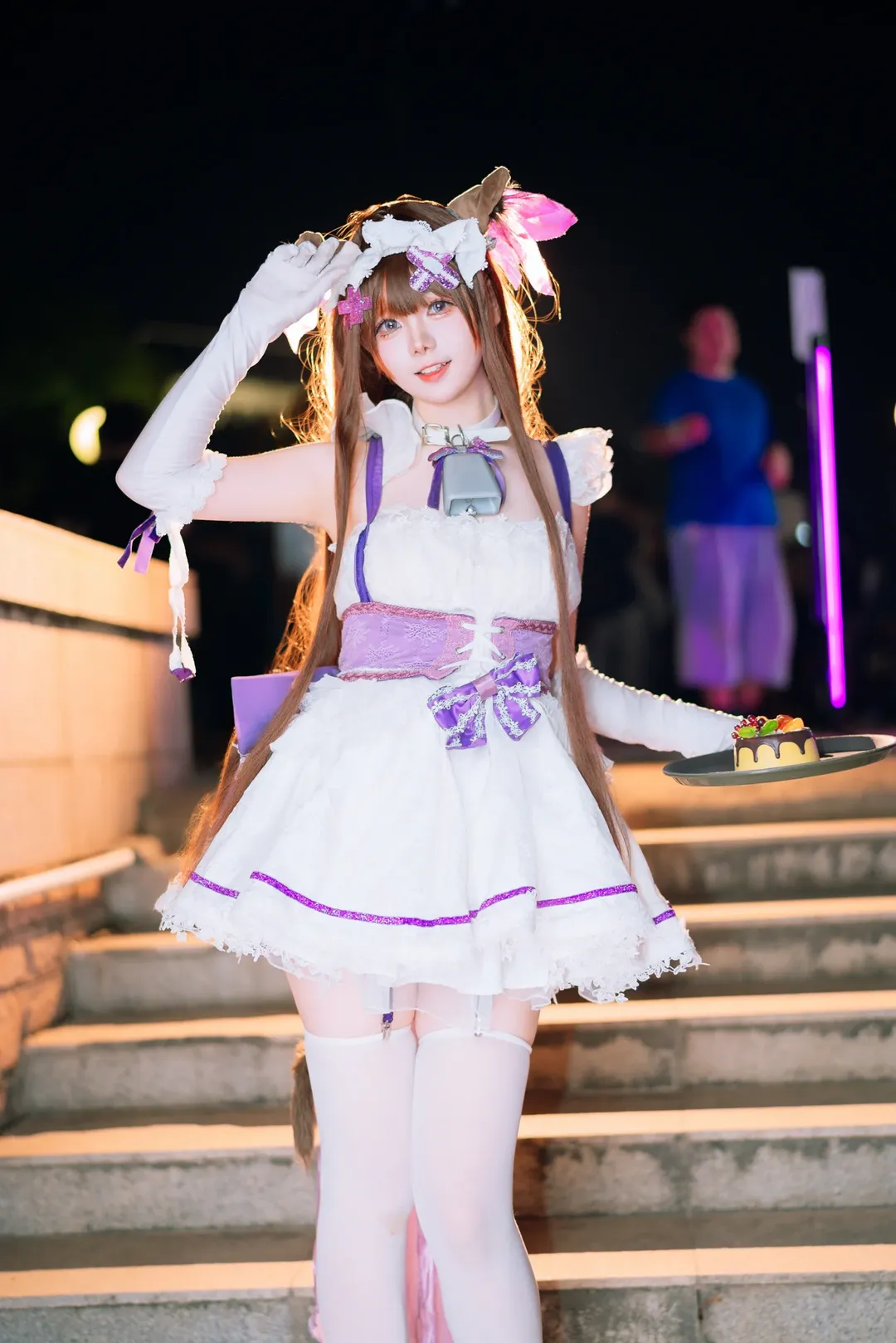 【Cheshire Cat cosplay】Azur Lane: A Nighttime Stroll with Bells and White Tights - Image 6