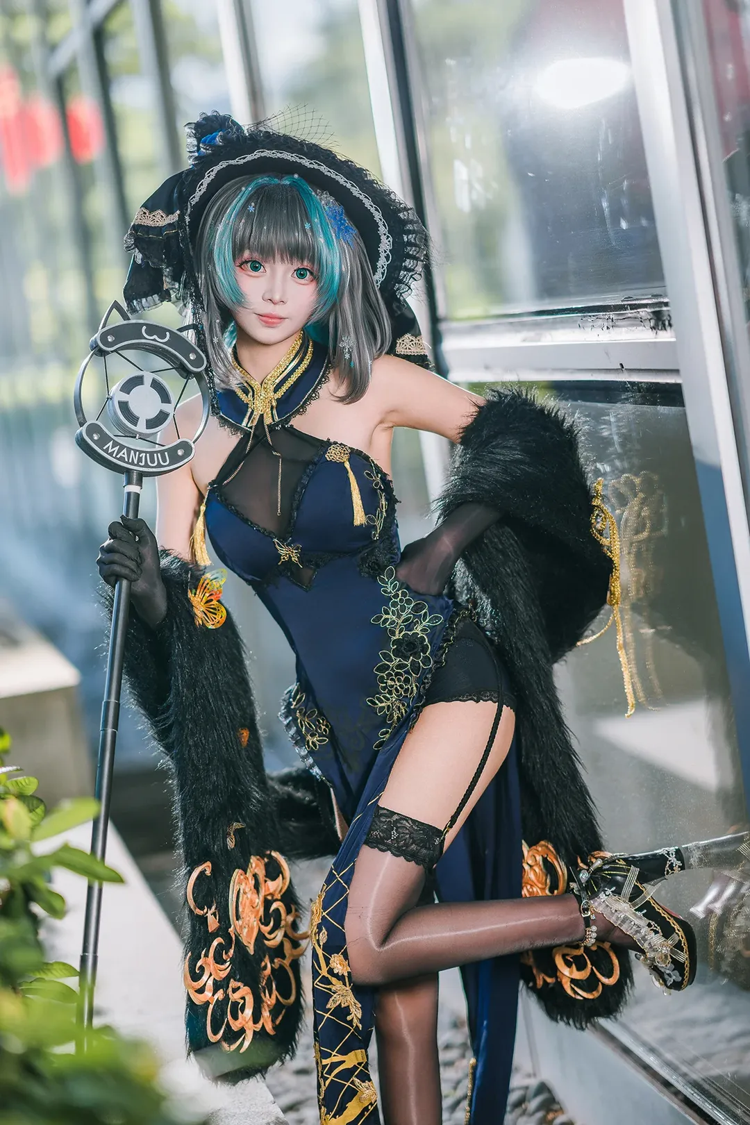 【柴郡cos】碧蓝航线场外旗袍造型，猫耳法杖的广州漫展随拍