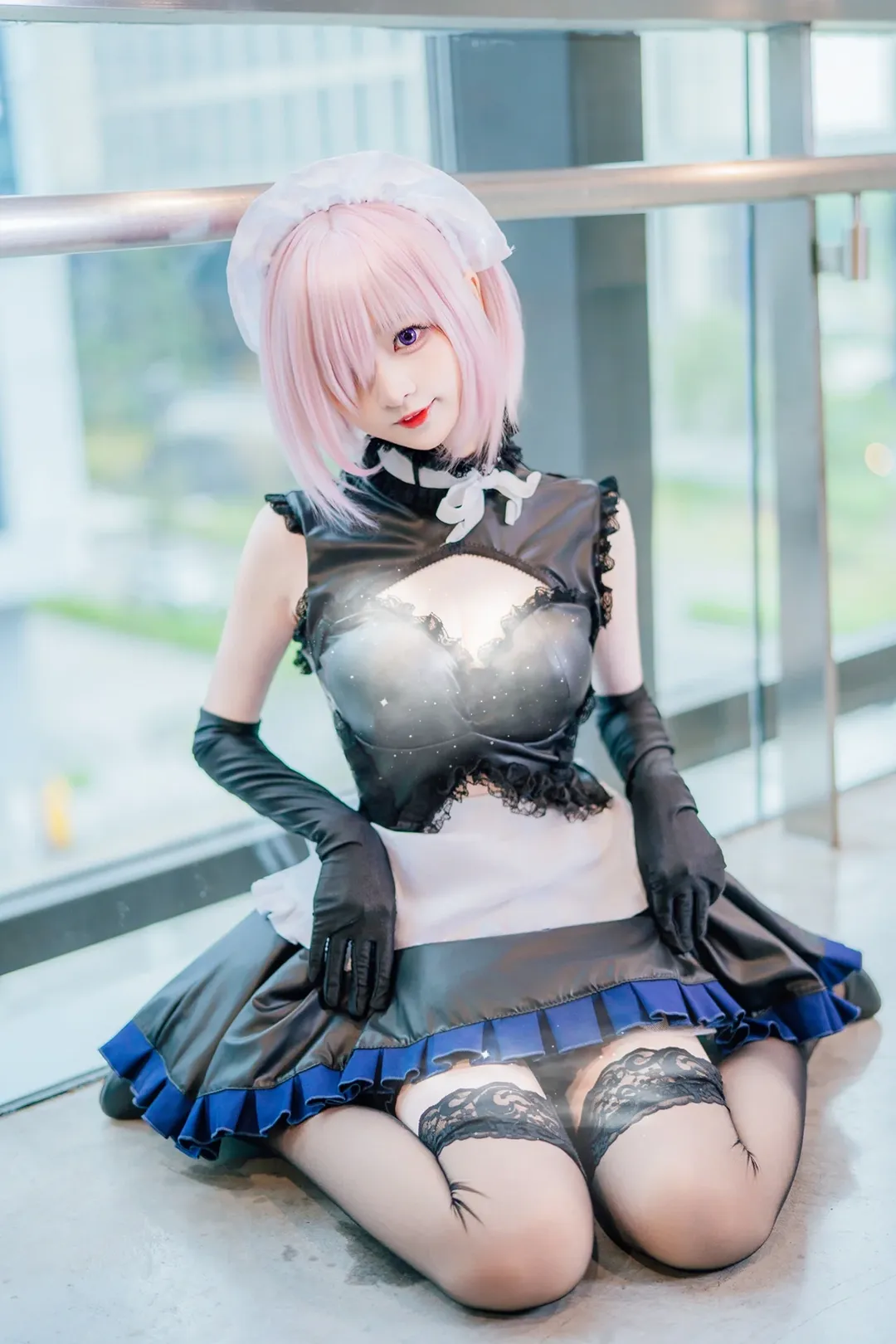 【玛修cos】命运-冠位指定，广州漫展的亮面黑皮女仆装场照