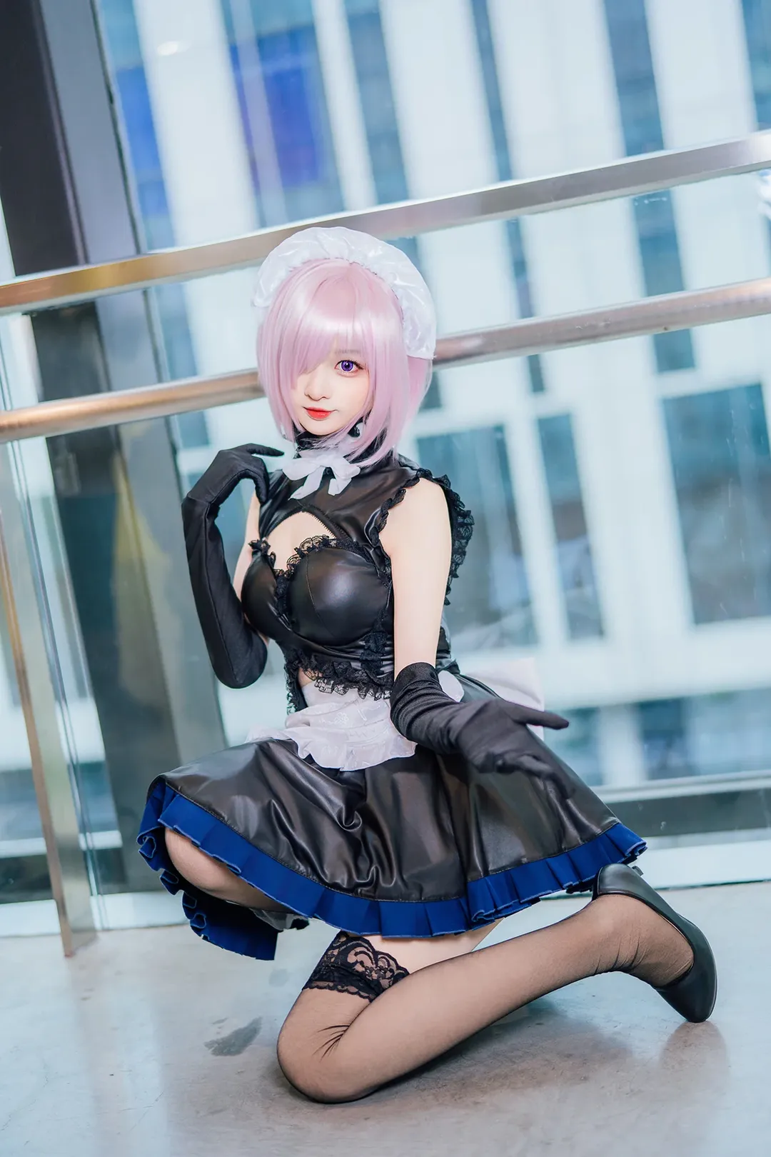 【玛修cos】命运-冠位指定，广州漫展的亮面黑皮女仆装场照 - 第 4 张